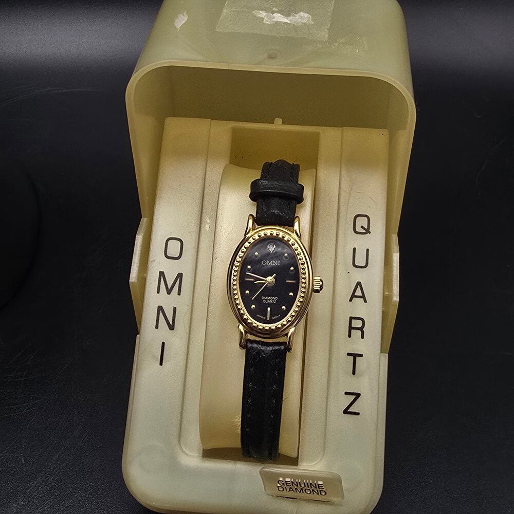 Vintage Omni Gold Tone Oval Quartz Watch NOS In Box